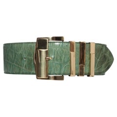 Gianni Versace, Green croc stamped leather waist belt