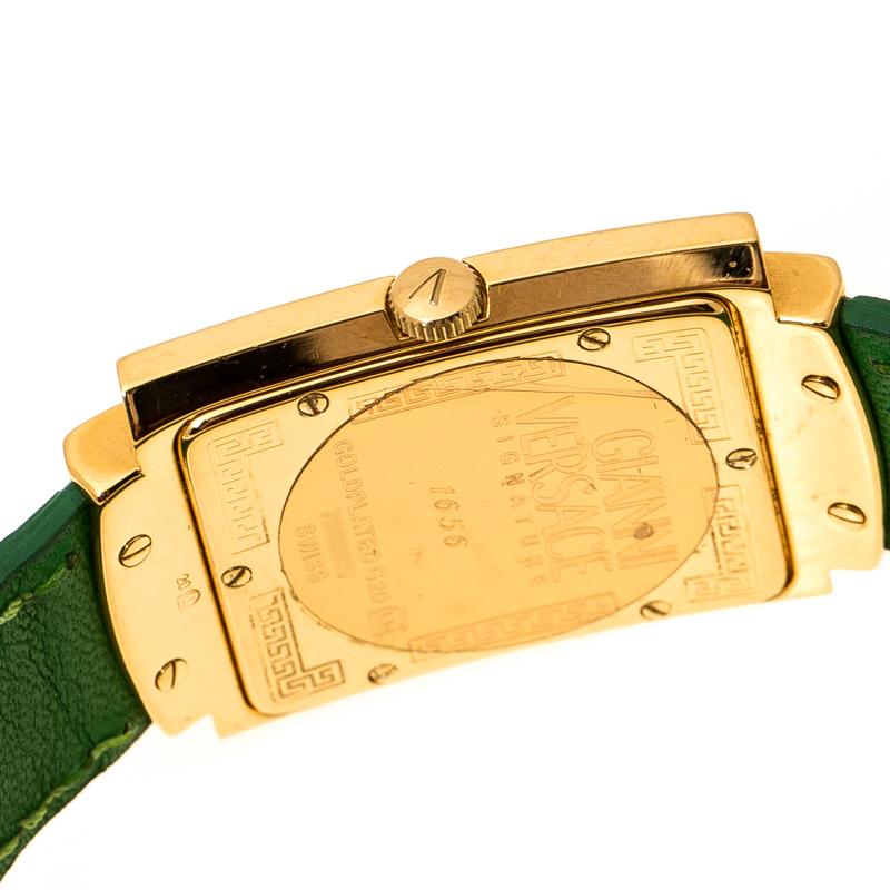 Gianni Versace Green Gold Plated Signature Medusa  Women's Wristwatch 28 mm 2