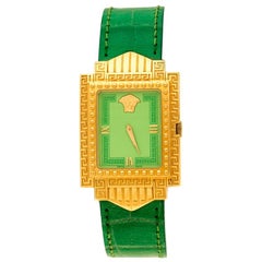 Gianni Versace Green Gold Plated Signature Medusa  Women's Wristwatch 28 mm