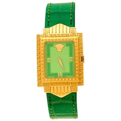 Gianni Versace Green Gold Signature Medusa 7066927 Women's Wristwatch 28 mm 