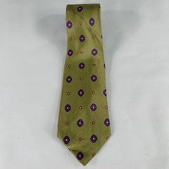 GIANNI VERSACE Green Navy Dots Silk Tie
