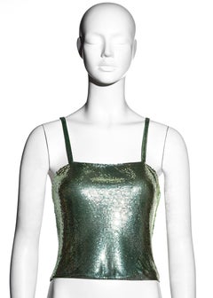 Gianni Versace green oroton metal chainmail evening top, ss 2003