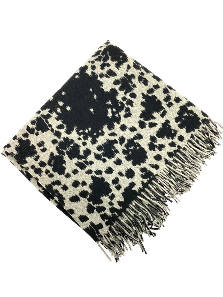 Gianni Versace Grey and Black Leopard Animal Print Cover Up Throw