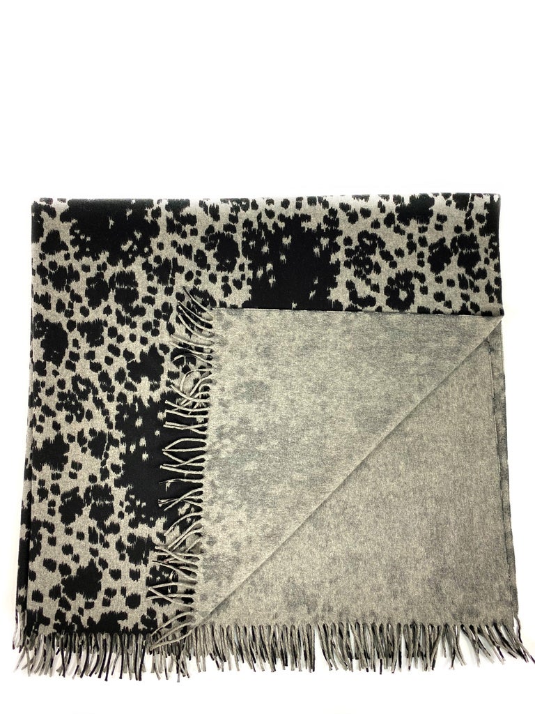 Gianni Versace Grey and Black Leopard Animal Print Cover Up Throw