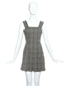 Gianni Versace grey checked wool pleated pinafore dress, ss 1994