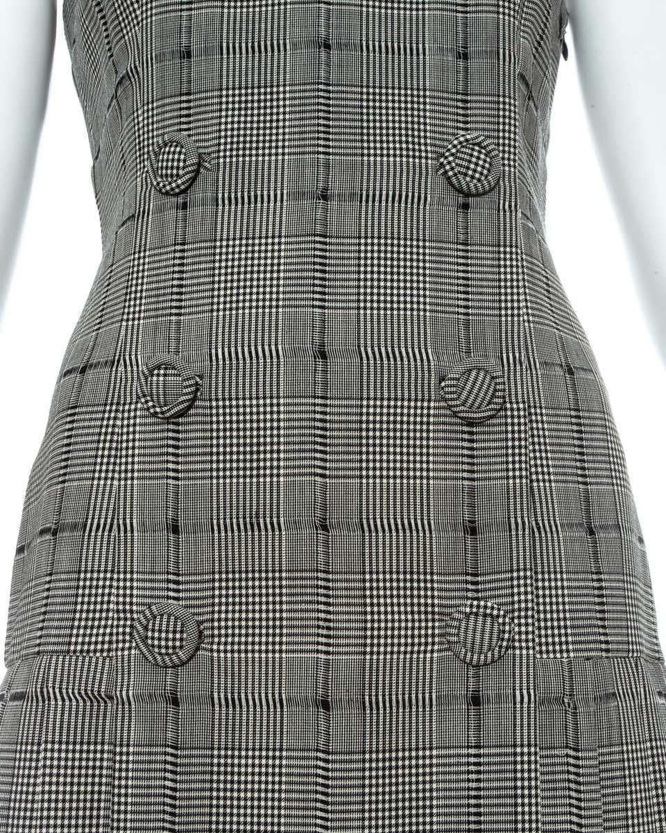 Gray Gianni Versace grey checked wool pleated pinafore dress, ss 1994