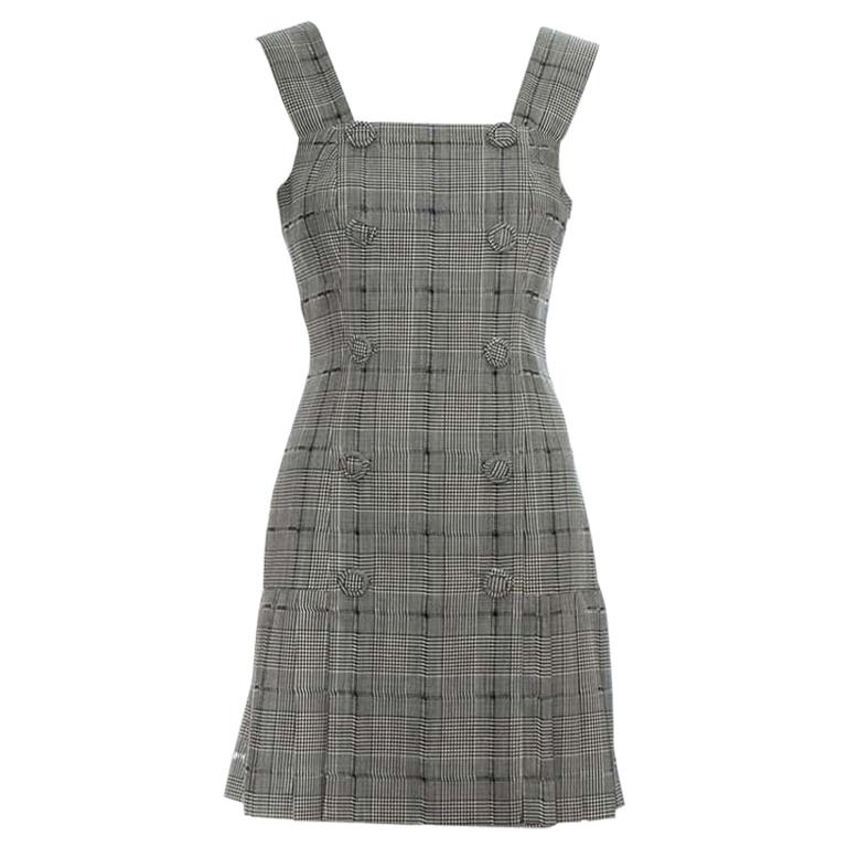 Gianni Versace grey checked wool pleated pinafore dress, ss 1994 For ...