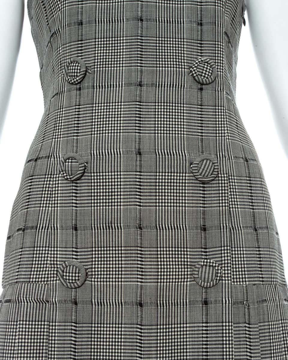 Jupe plissée et veste courte en laine à carreaux gris Gianni Versace, P/E 1994 en vente 3