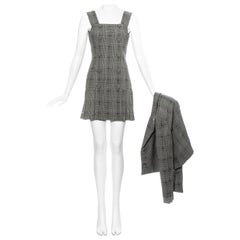 Gianni Versace grey checked wool pleated skirt and cropped jacket, ss 1994