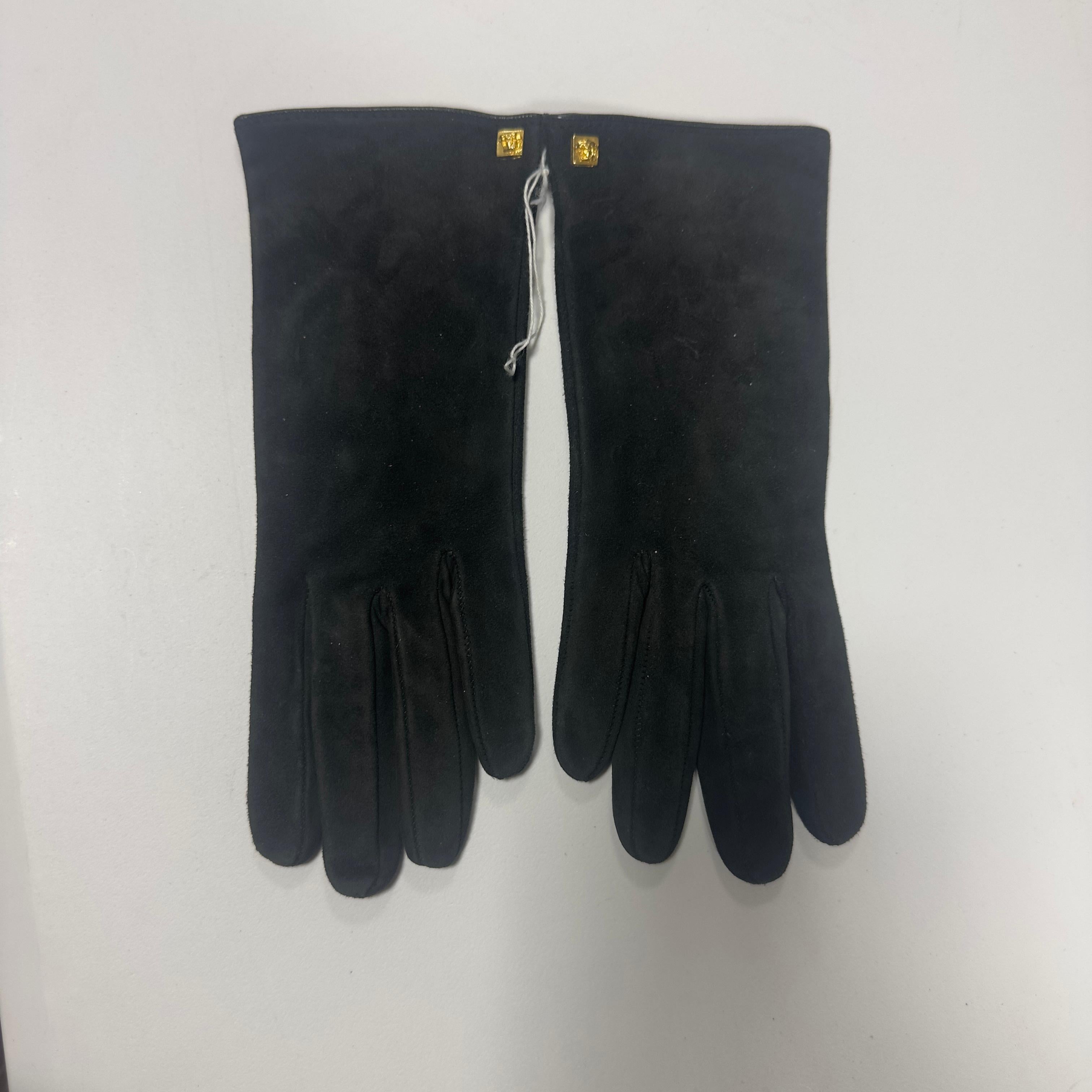 Gianni Versace - Guanti in pelle scamosciata con Medusa dorata (anni '90) im Angebot 2