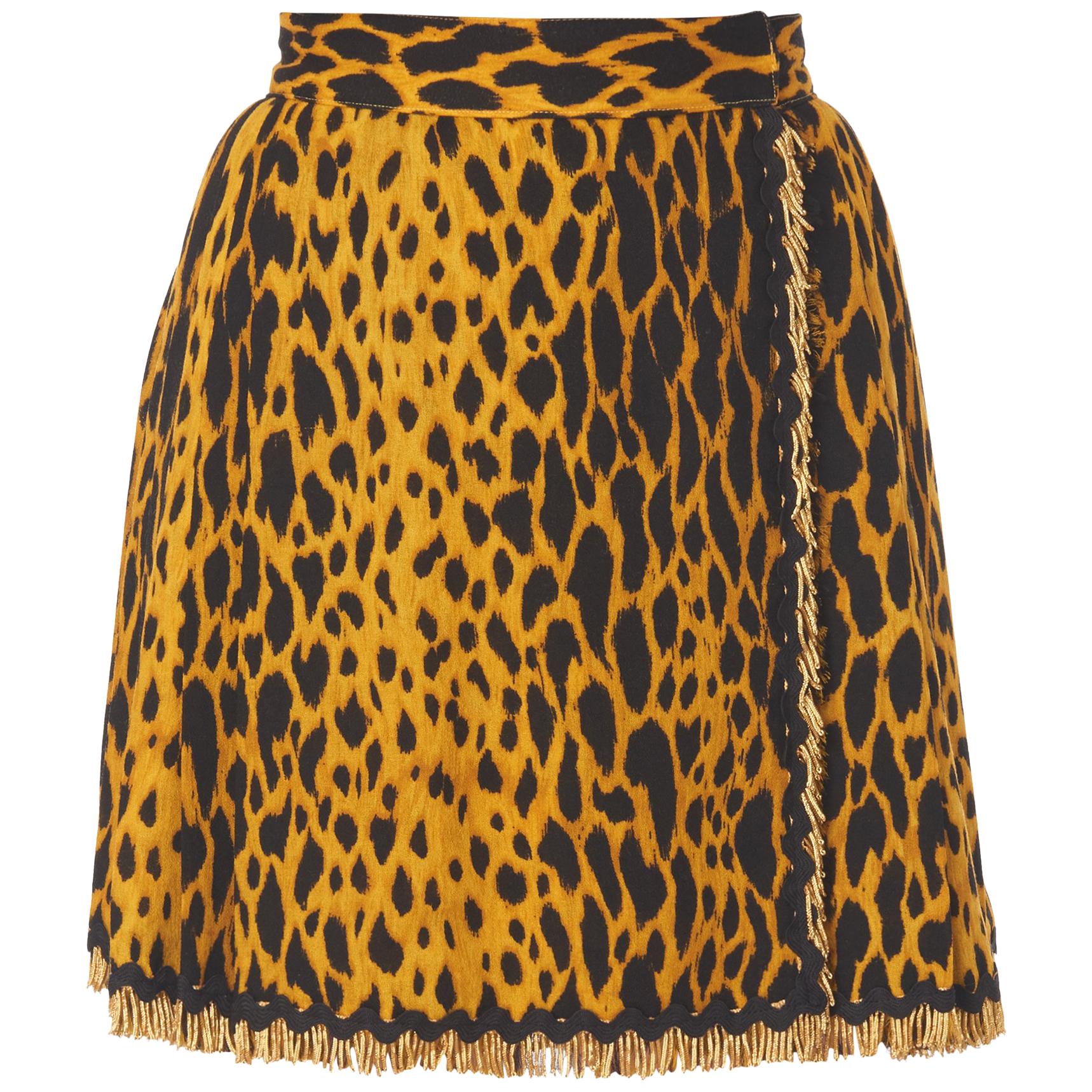 Gianni Versace Haut Couture Pleated leopard print mini skirt, Spring/Summer 1992 For Sale