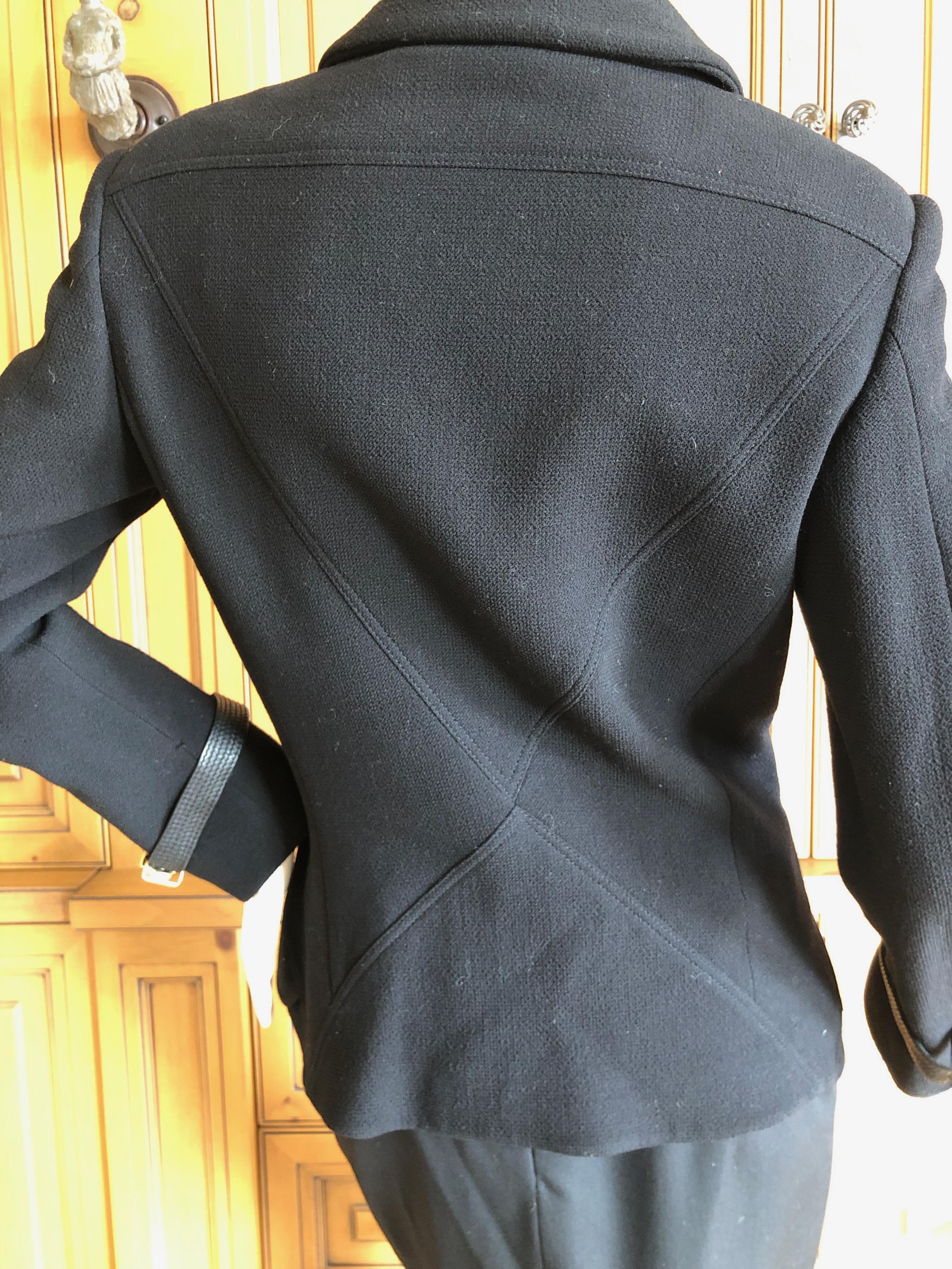 Gianni Versace Iconic Fall 1992 Black Wool Jacket with Buckle Strap Closures 7