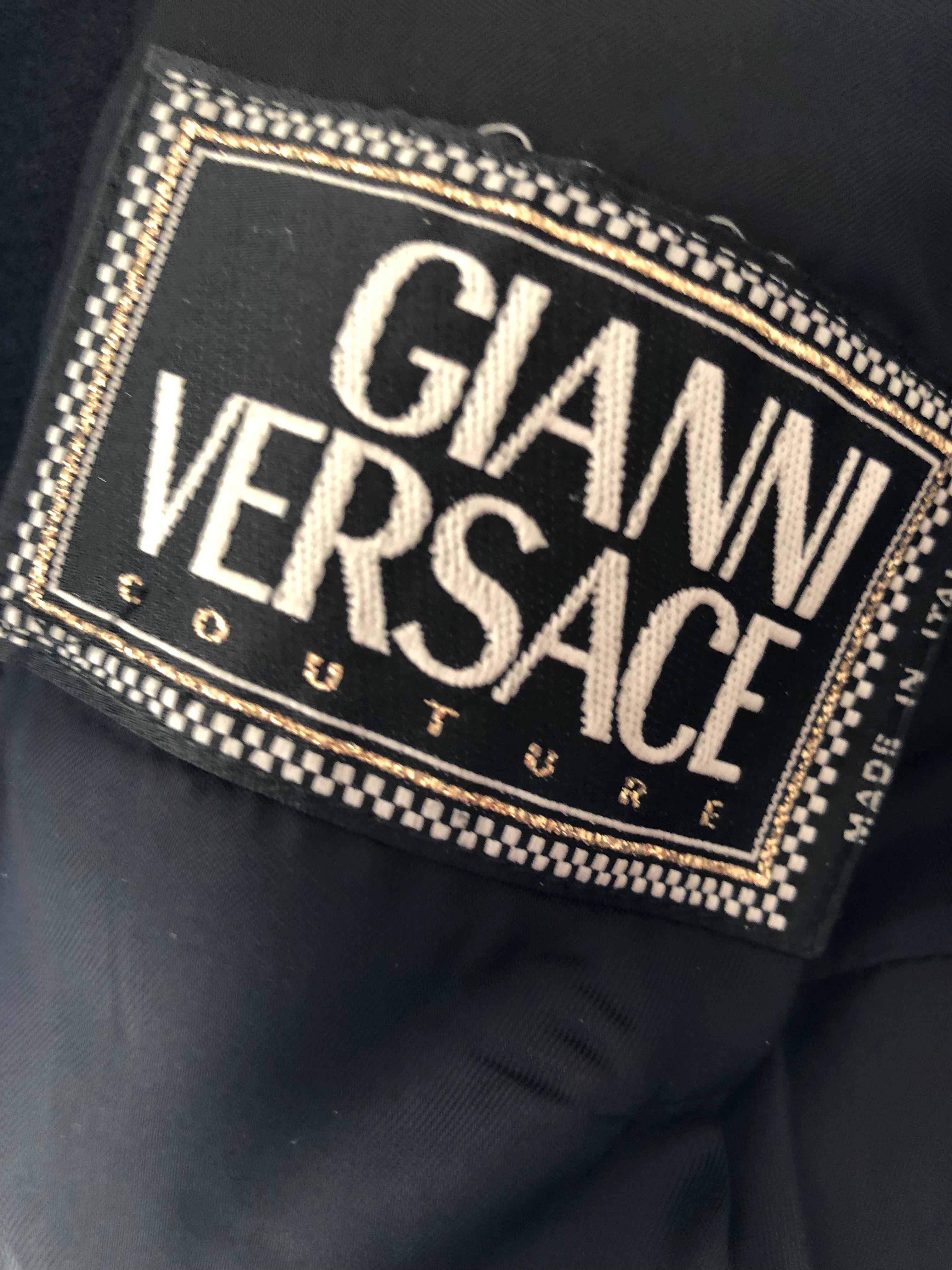 Gianni Versace Iconic Fall 1992 Black Wool Jacket with Buckle Strap Closures 8