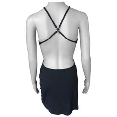Gianni Versace Intensive Vintage C. 1990 Cutout Open Back Black Mini Dress
