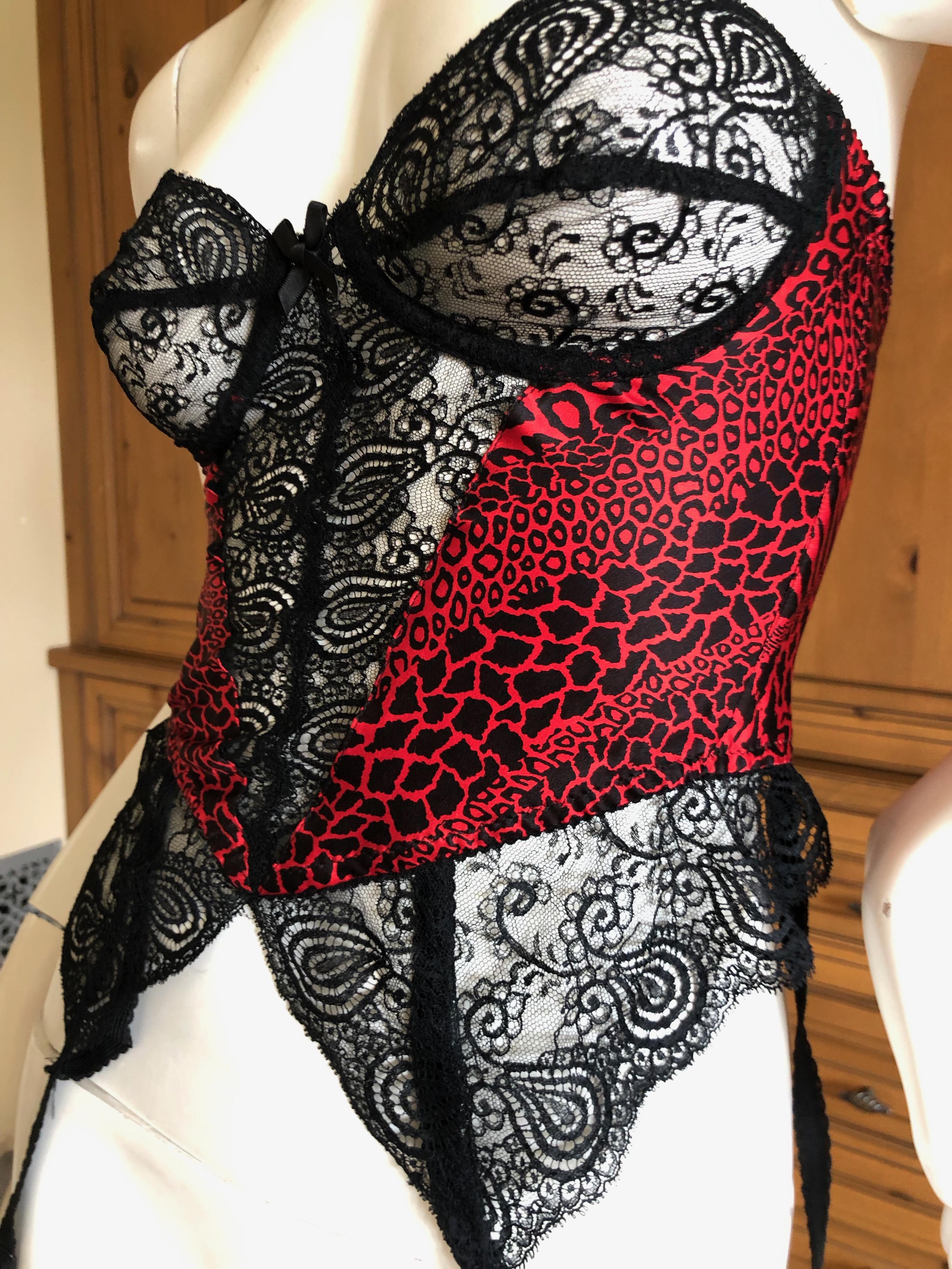 Women's Gianni Versace Intime 1980's Leopard and Lace Corset with Garter Stays For Sale