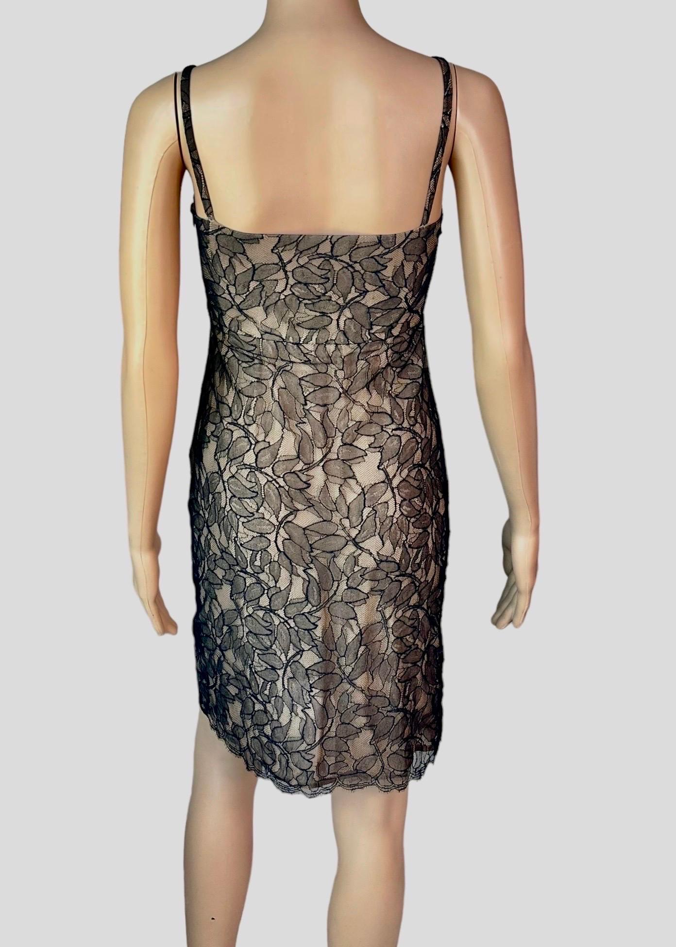 Women's or Men's Gianni Versace Istante c. 1998 Sheer Lace Mini Dress For Sale