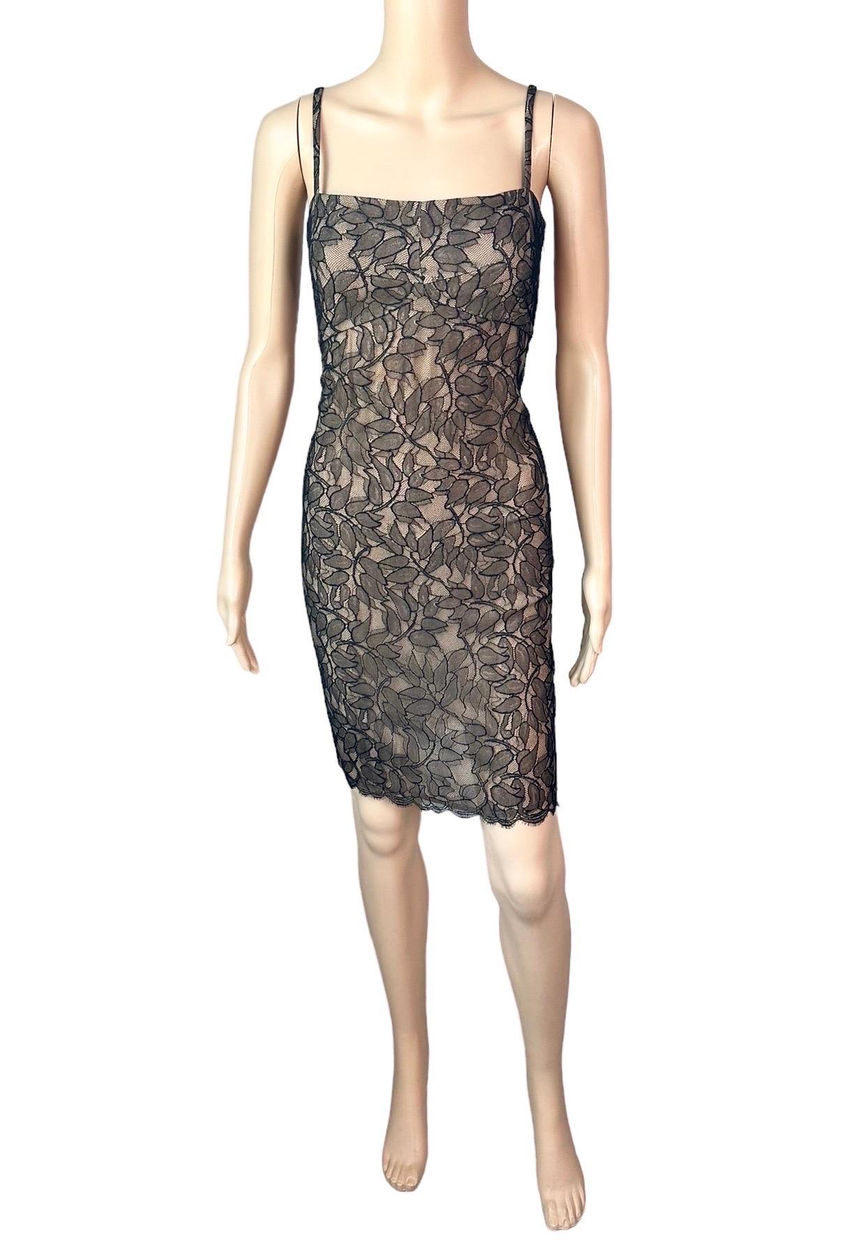 Gianni Versace Istante c. 1998 Sheer Lace Mini Dress For Sale 1