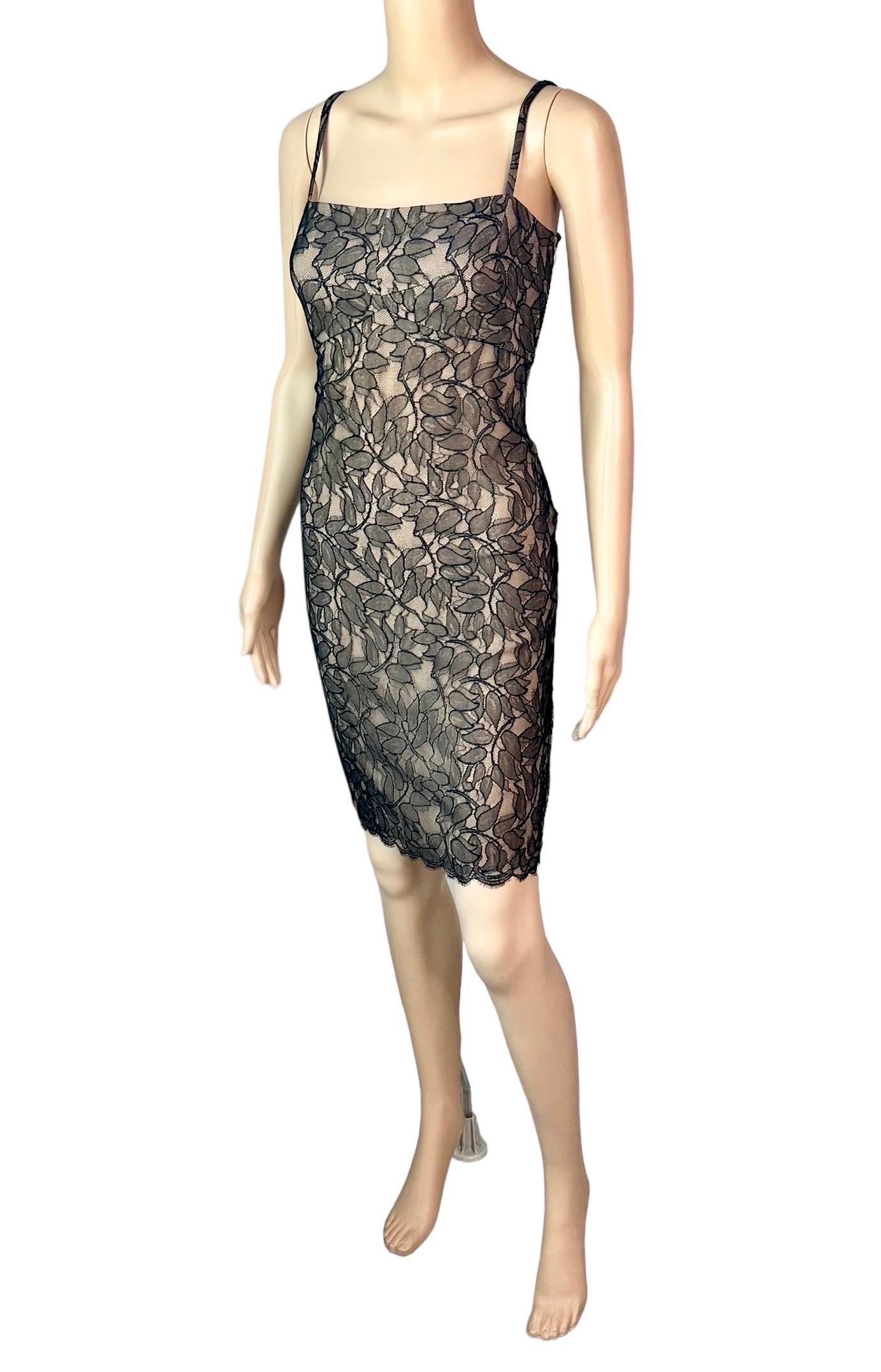 Gianni Versace Istante c. 1998 Sheer Lace Mini Dress For Sale 2