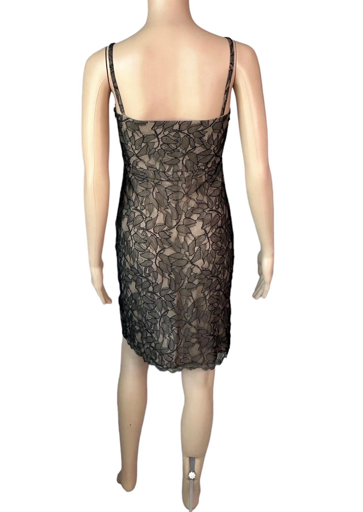 Gianni Versace Istante c. 1998 Sheer Lace Mini Dress For Sale 3