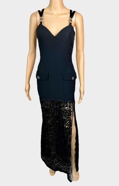 Gianni Versace Istante F/W 1996 Runway Bustier Sheer Black Evening Dress Gown