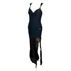Gianni Versace Istante H/W 1996 Laufsteg Bustier Schwarzes durchsichtiges Abendkleid