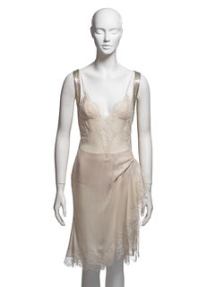 Gianni Versace - Robe du soir en soie, dentelle et cotte de mailles d'Oroton, ivoire, SS 2003