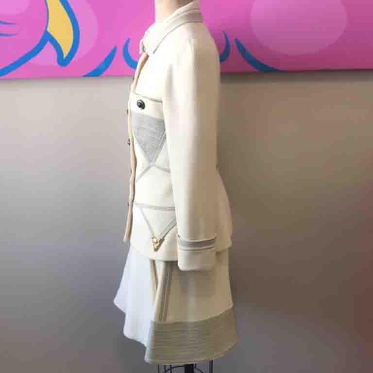 Beige Gianni Versace Ivory Wool Bustier Western Style Suit