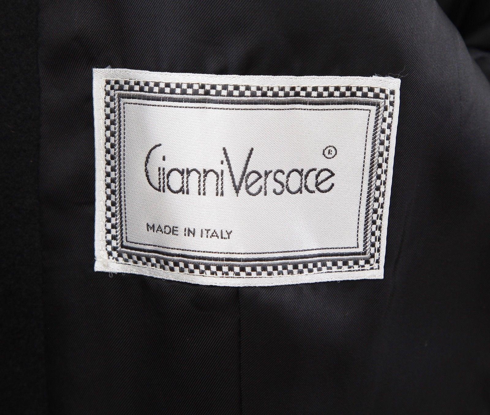 GIANNI VERSACE Jacket Blazer Double Breasted Wool Black Long Sleeve 4 38 VINTAGE For Sale 7
