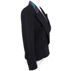 GIANNI VERSACE Jacket Blazer Double Breasted Wool Black Long Sleeve 4 38 VINTAGE