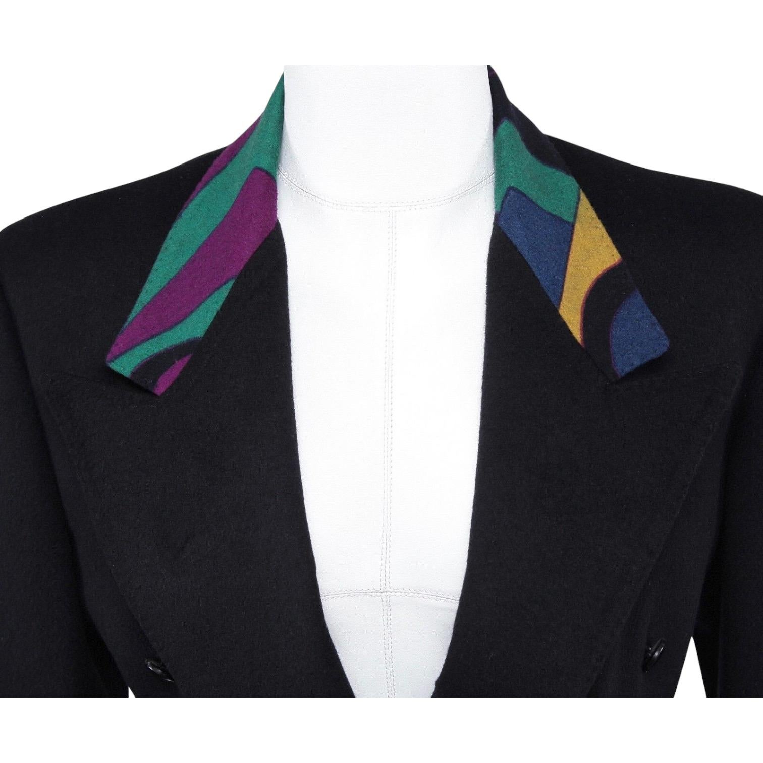 Women's GIANNI VERSACE Jacket Blazer Double Breasted Wool Black Long Sleeve 4 38 VINTAGE For Sale