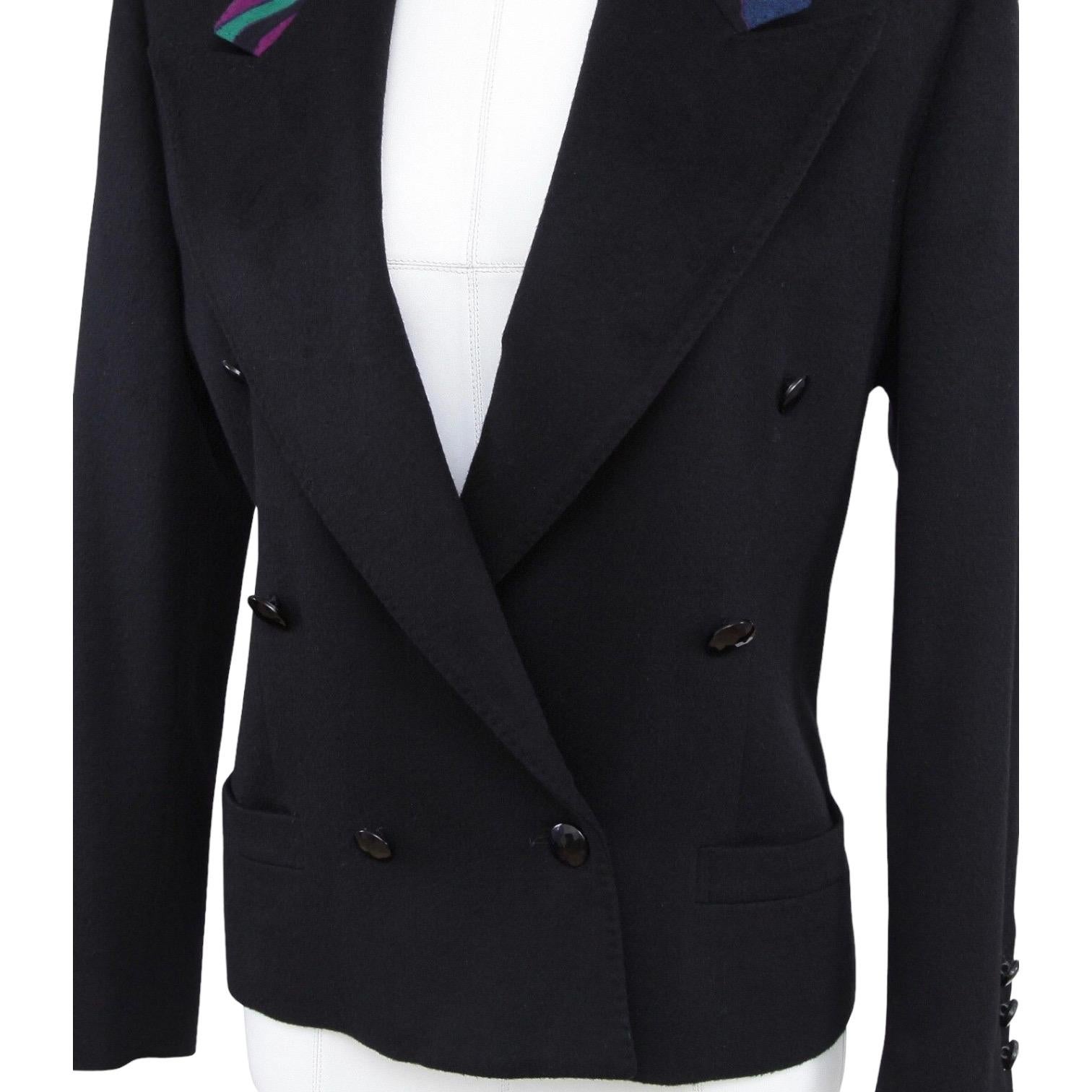 GIANNI VERSACE Jacket Blazer Double Breasted Wool Black Long Sleeve 4 38 VINTAGE For Sale 1