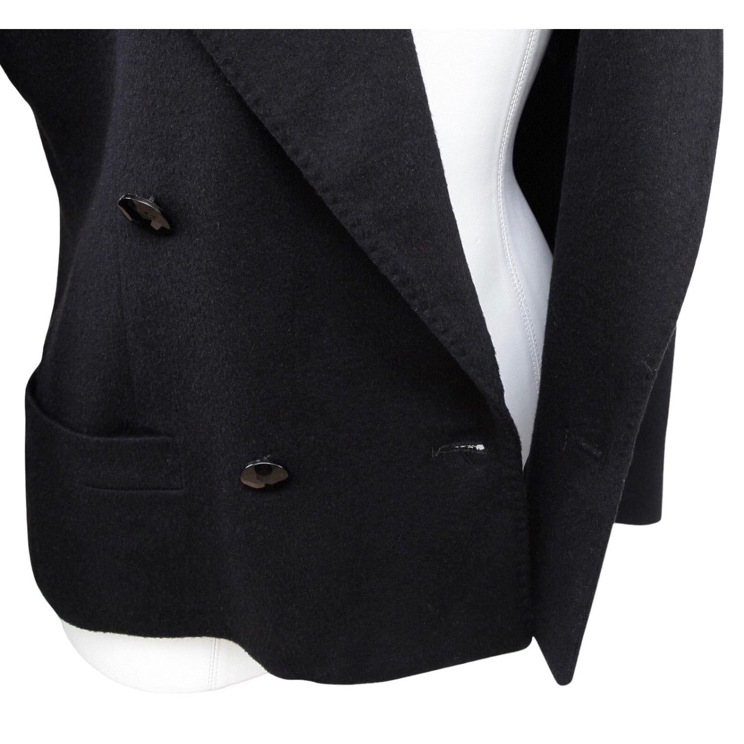GIANNI VERSACE Jacket Blazer Double Breasted Wool Black Long Sleeve 4 38 VINTAGE For Sale 4