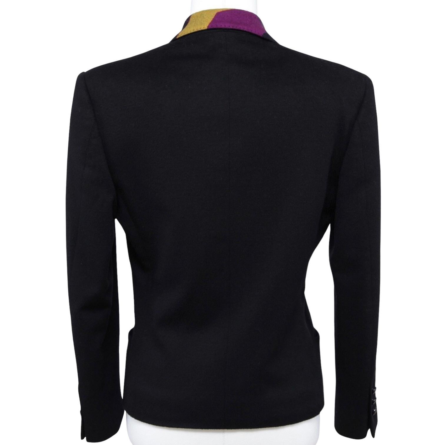 GIANNI VERSACE Jacket Blazer Double Breasted Wool Black Long Sleeve 4 38 VINTAGE For Sale 5