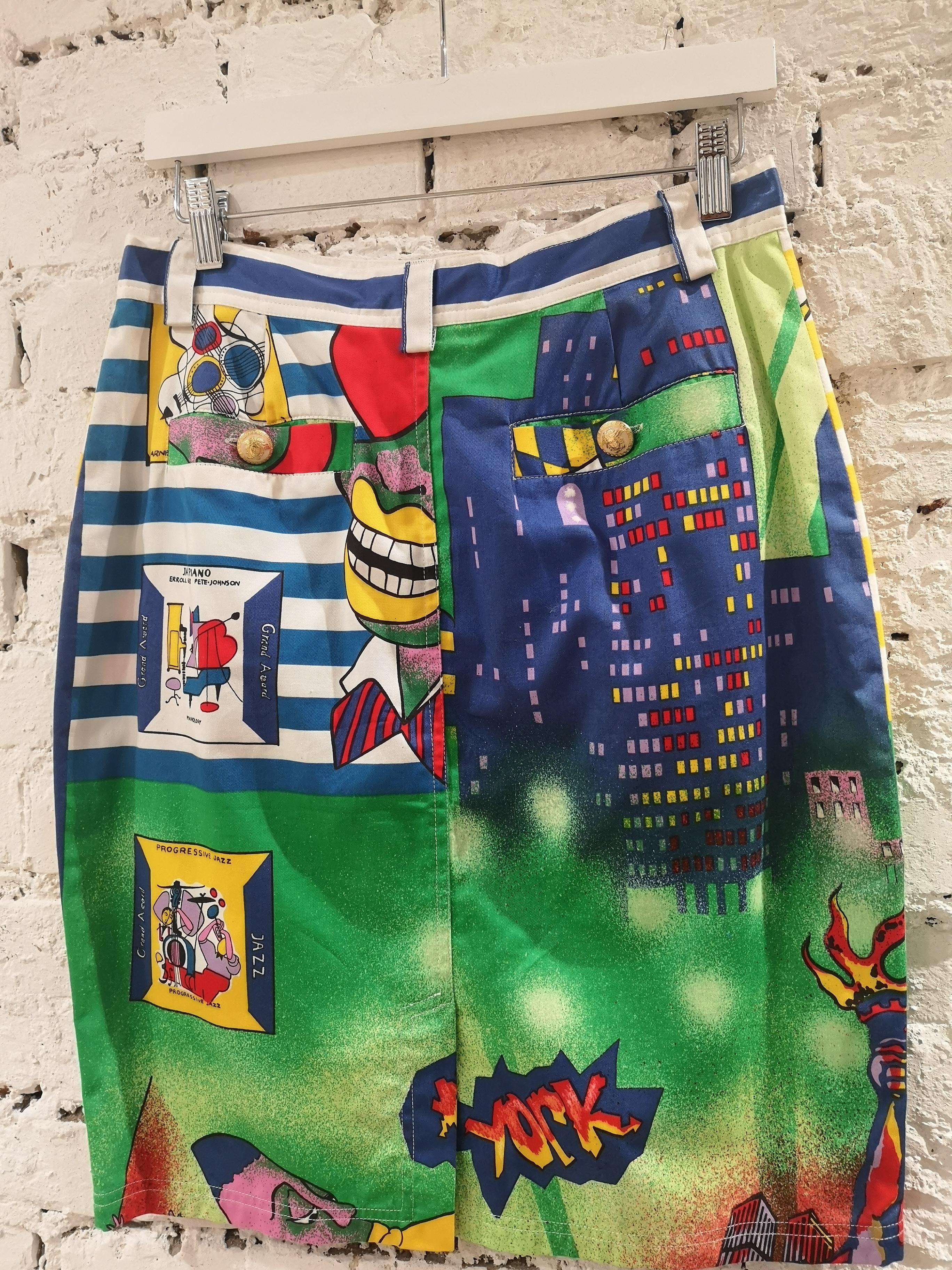 Gianni Versace jazz cotton skirt  In Good Condition For Sale In Capri, IT