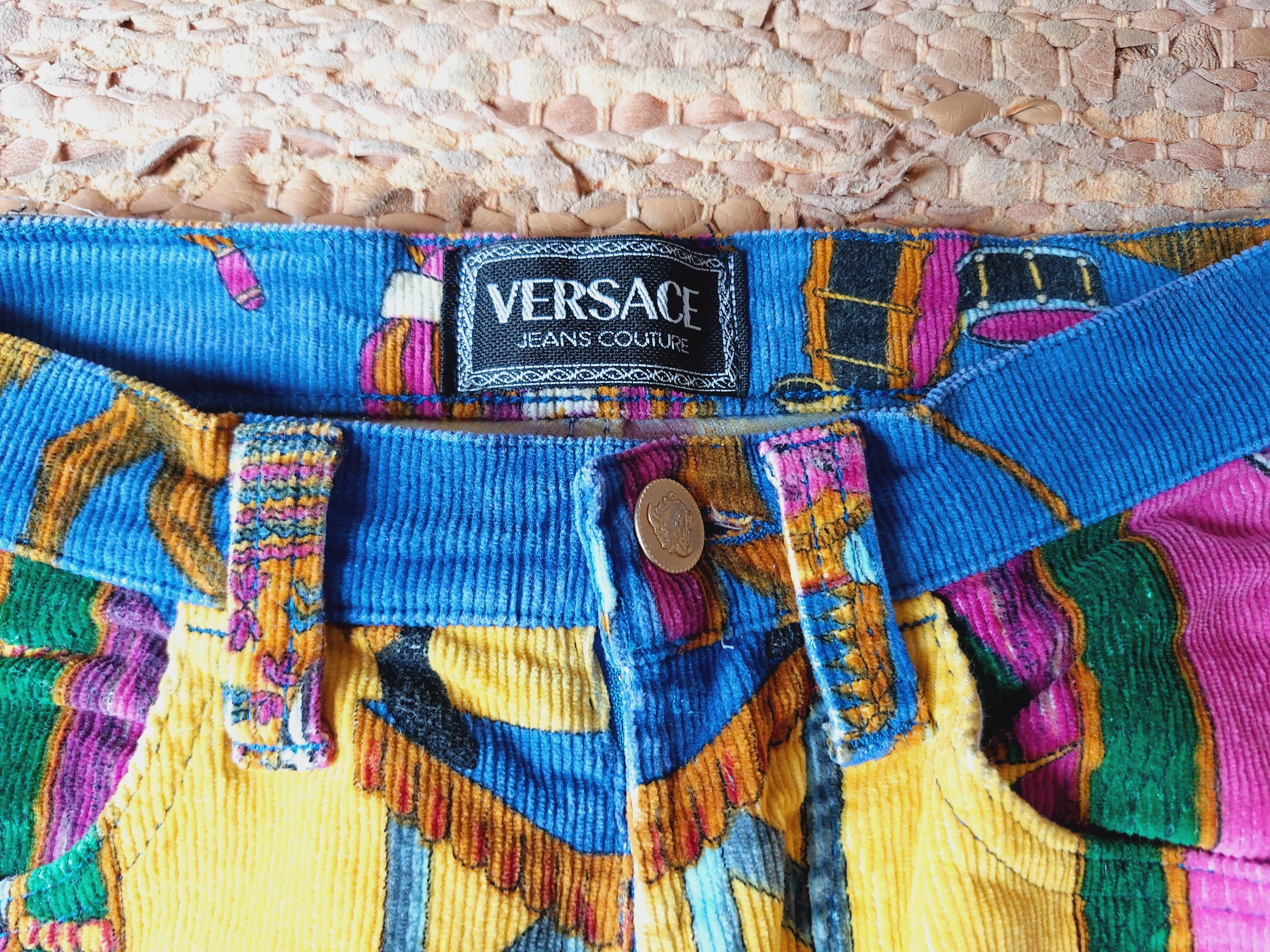 Gianni Versace Jeans Couture 90s Circus Theater Pop Art Marilyn Pants Trousers For Sale 1