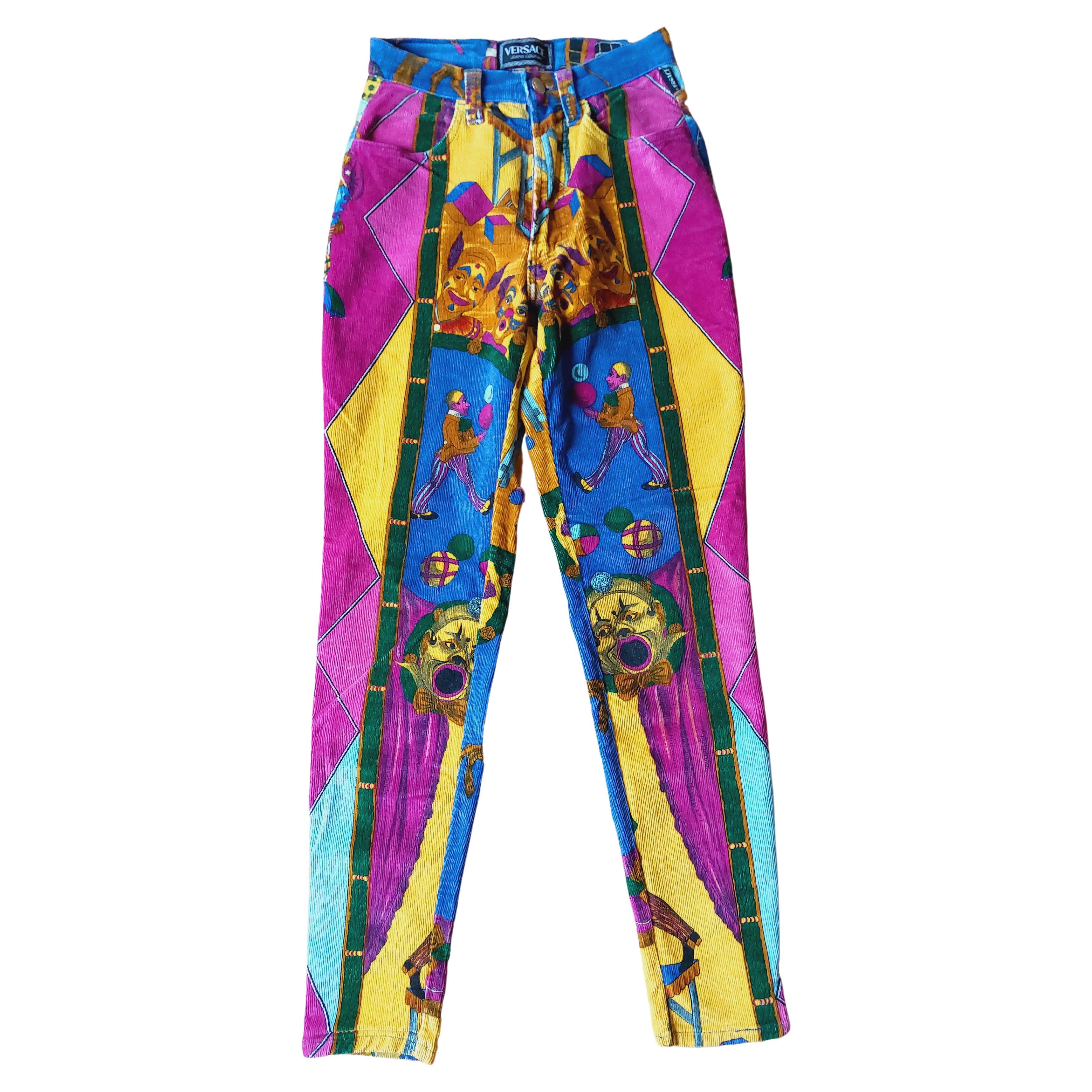 Gianni Versace Jeans Couture 90s Circus Theater Pop Art Marilyn Pants Trousers For Sale
