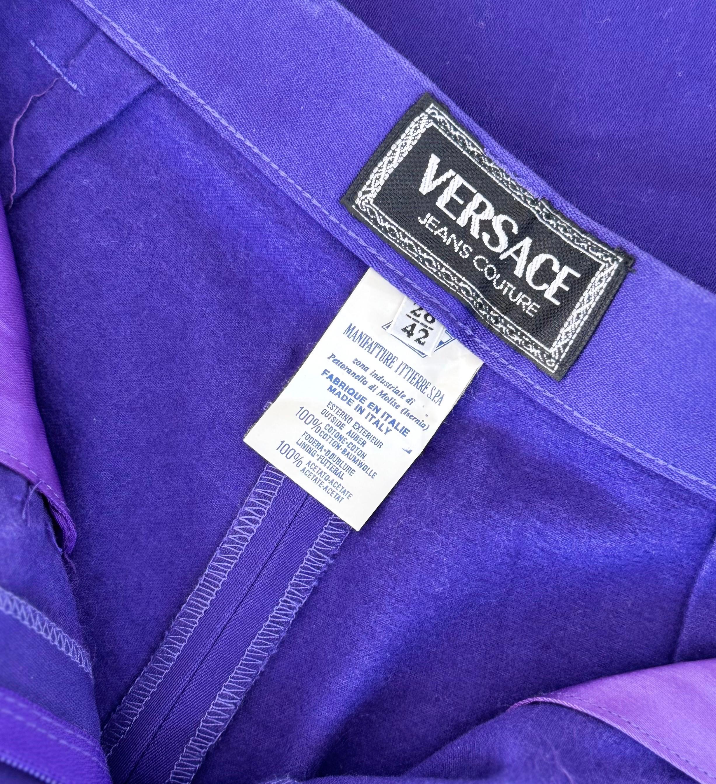 Gianni Versace Jeans Couture Vintage anni '90 Blu Cobalto Cowboy Carter Pantaloni in Cotone in vendita 6