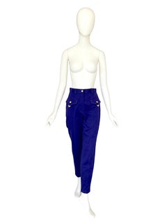 Gianni Versace Jeans Couture Vintage 90s Cobalt Blue Cowboy Carter Cotton Pants