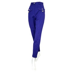 Gianni Versace Jeans Couture Vintage anni '90 Blu Cobalto Cowboy Carter Pantaloni in Cotone