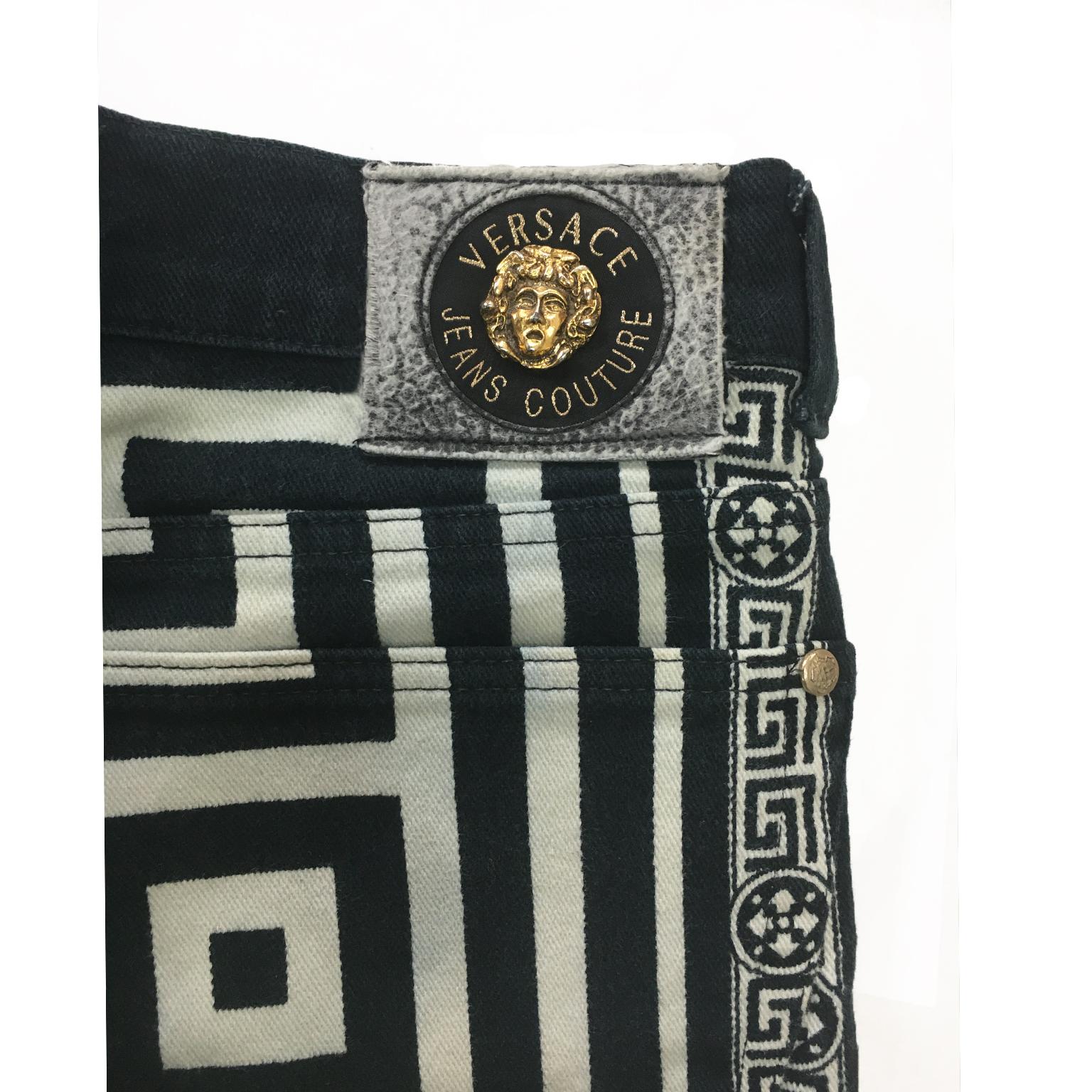Women's or Men's Gianni Versace Jeans Mens Printed Denim Trouser SS 1992 For Sale
