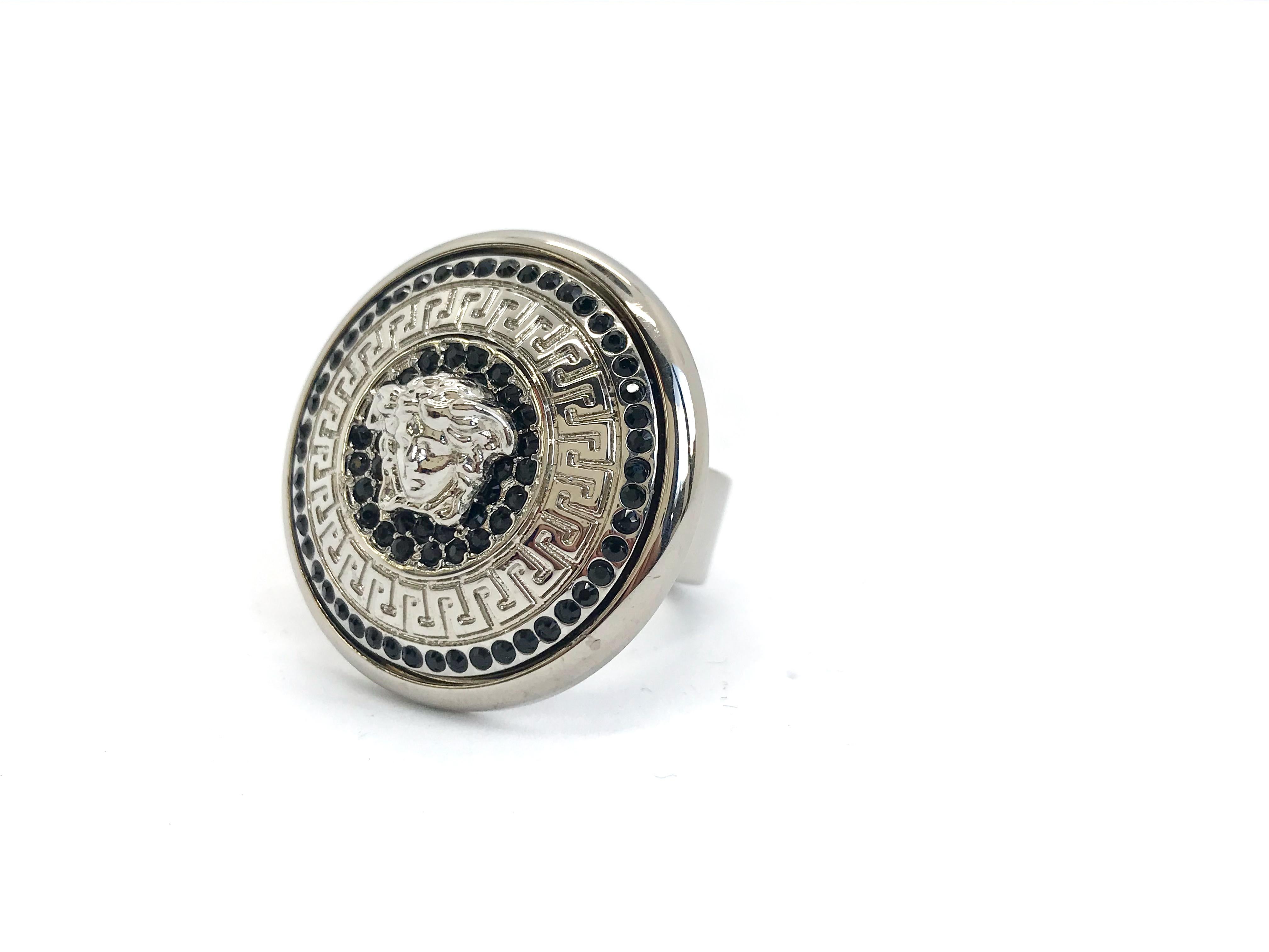 Amazing Gianni Versace Statement Ring.  Featuring the iconic Medusa head in centre.

Italian ring size 13 which equates to a US 6 1/2 or european 52.

Brand new with branded gift box, authenticity card & receipt (confidential details hidden).  

