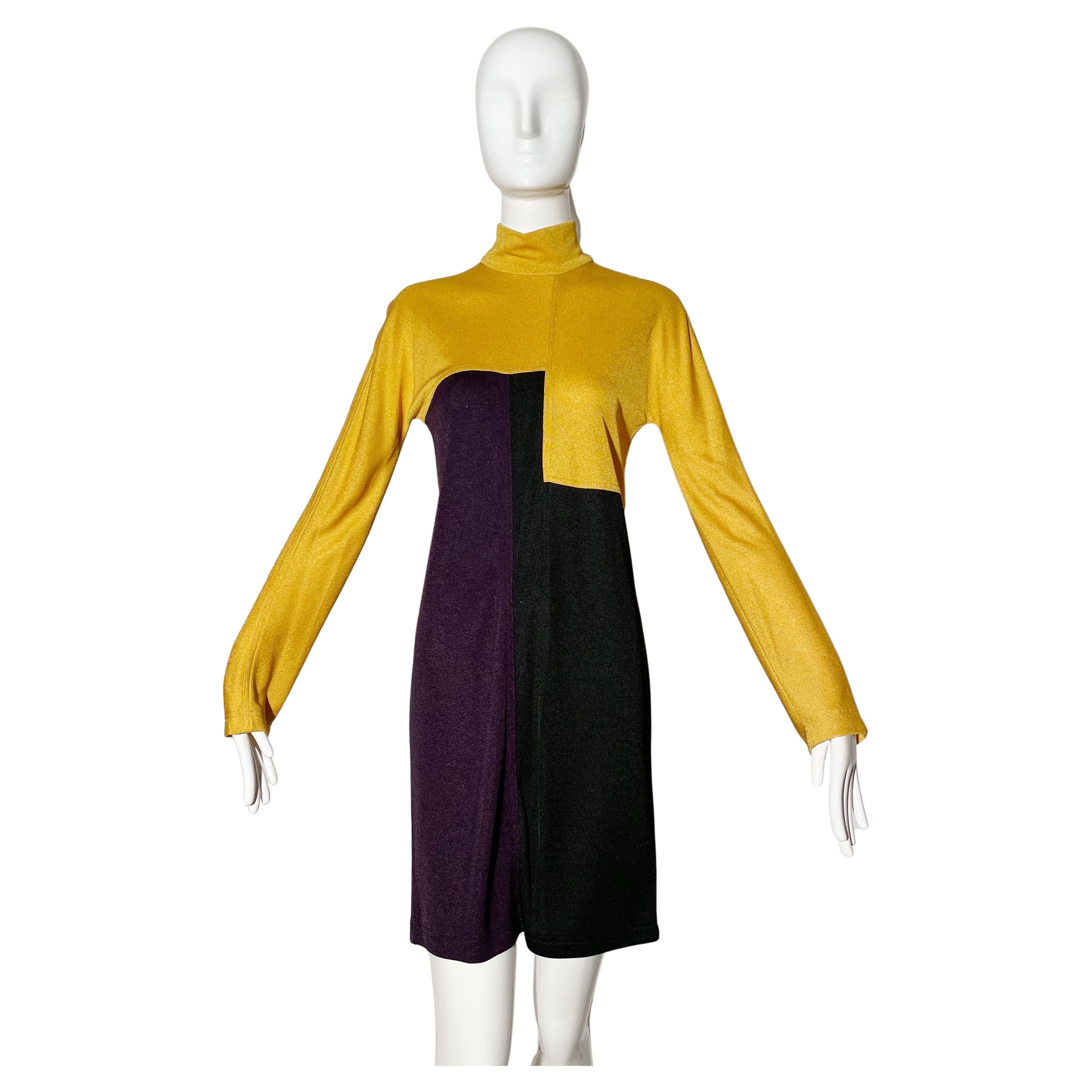 Gianni Versace Knit Colorblock Dress For Sale