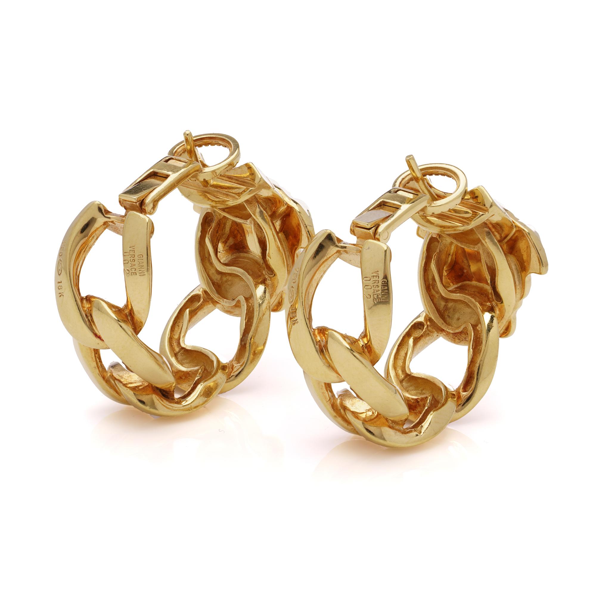 Gianni Versace La Medusa 18kt gold  clip-on hoop earrings For Sale 4