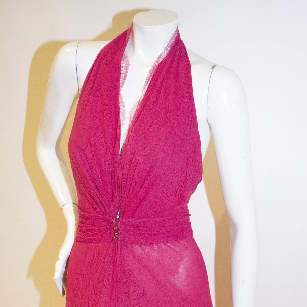 versace pink lace dress