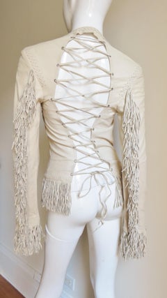 Gianni Versace Lace-up Fringe Leather Jacket