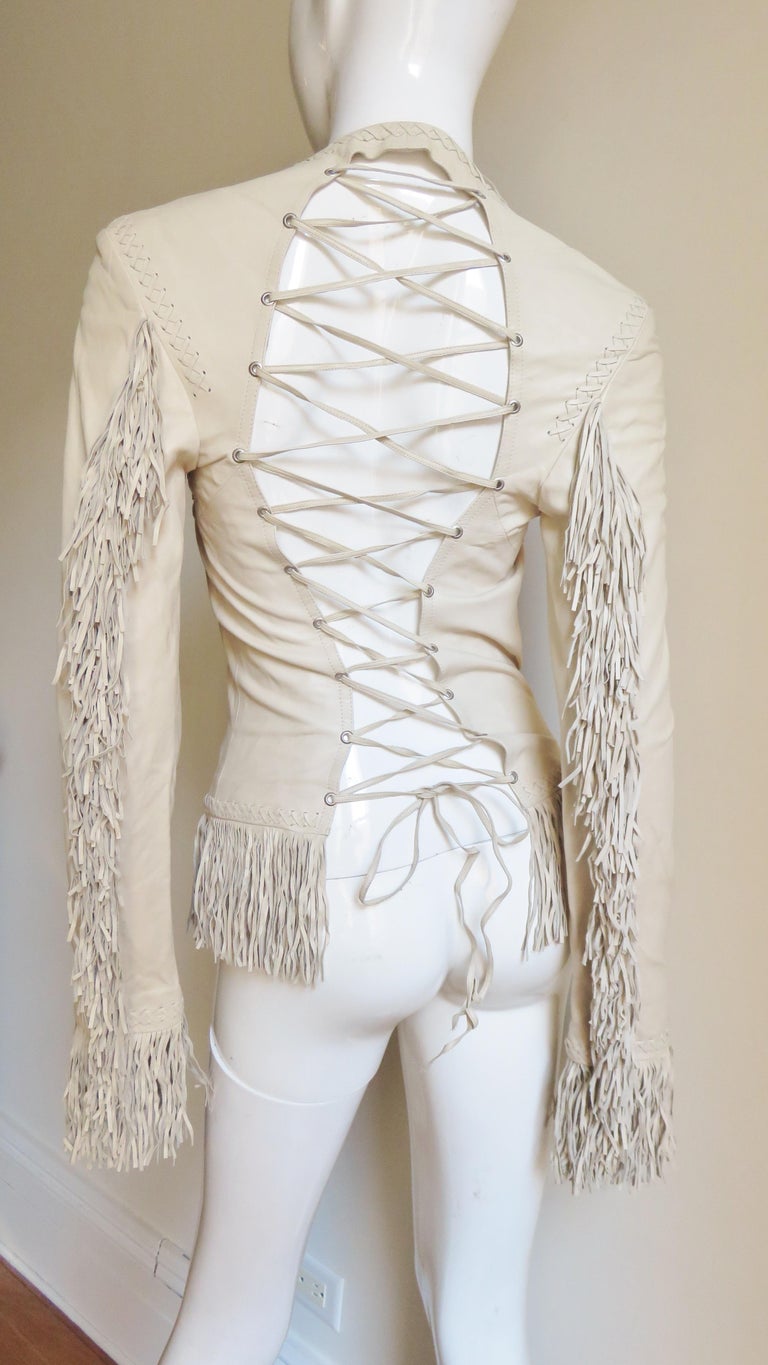 Gianni Versace Lace-up Leather Jacket S/S 2002 For Sale at