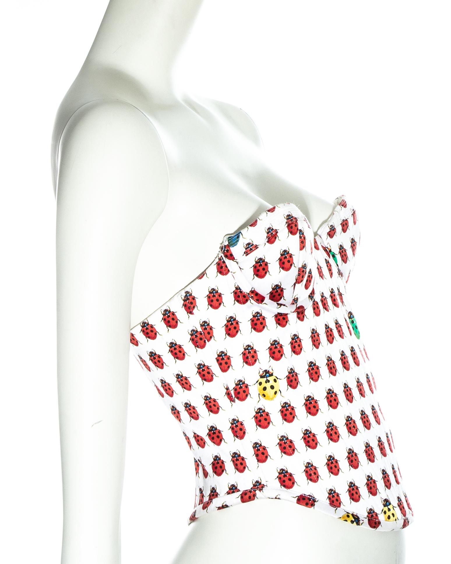 Gianni Versace ladybug printed silk bustier corset, ss 1995 In Good Condition In London, GB
