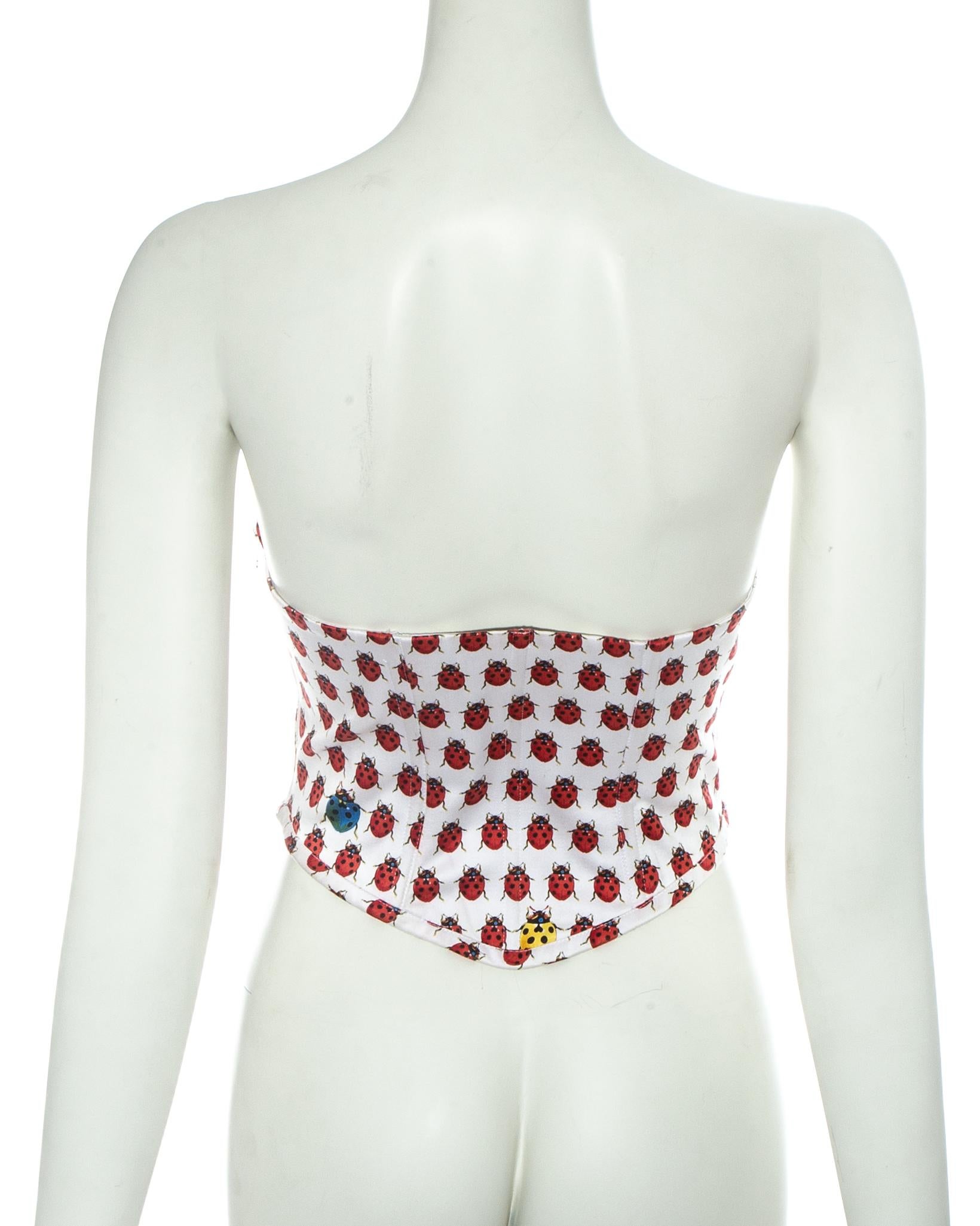 Women's Gianni Versace ladybug printed silk bustier corset, ss 1995