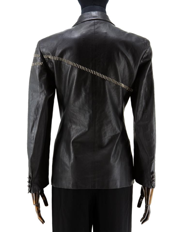 Gianni Versace - Blazer en cuir avec surpiqûres en chaîne Bon état - En vente à London, GB