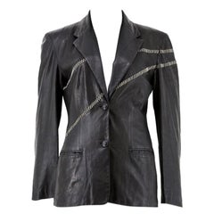 Gianni Versace Leather Blazer with Chain Stitching